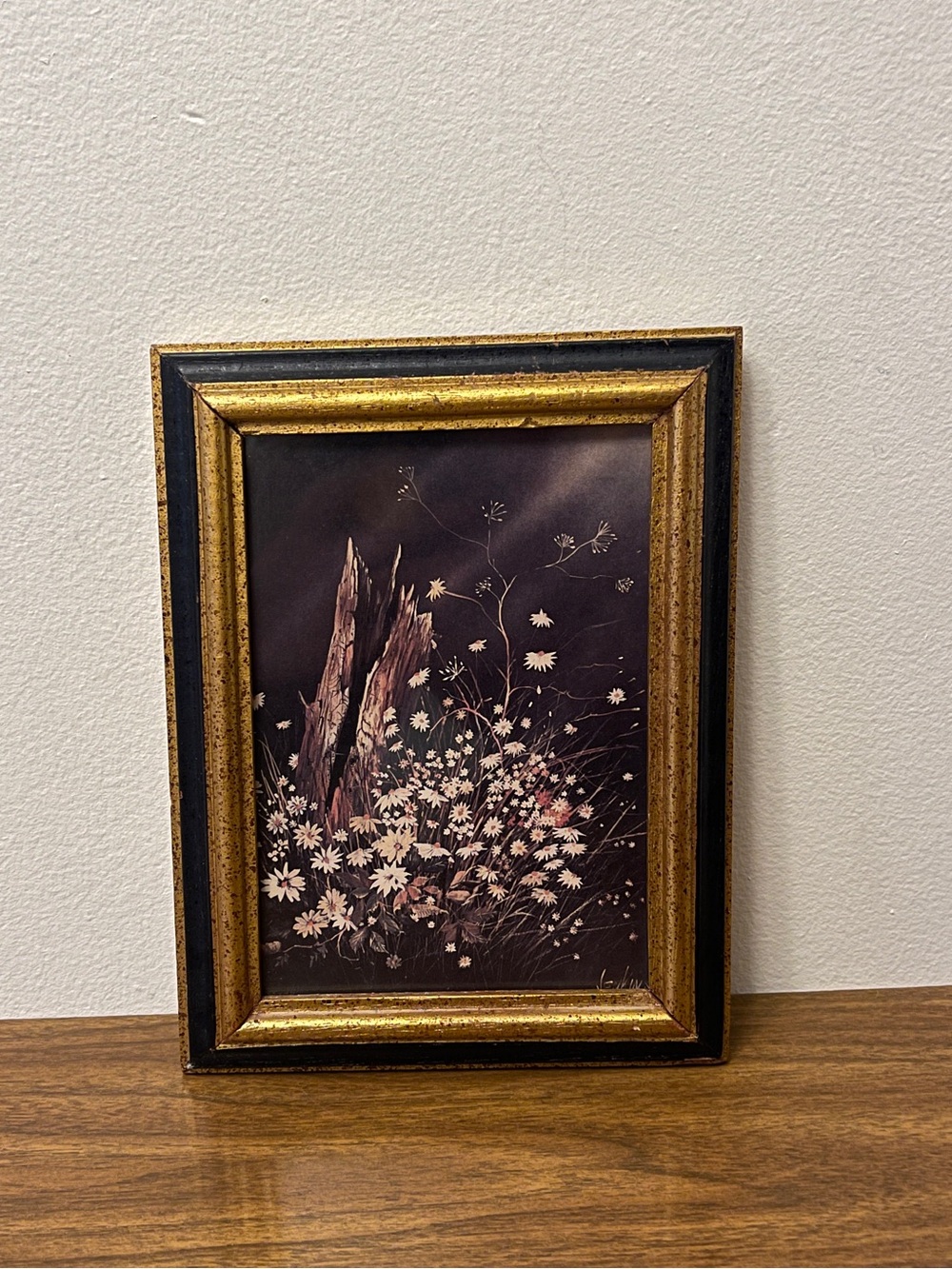Framed Floral Wall Art - Gold and Black